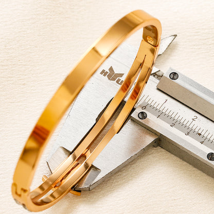 304 Stainless Steel Pave Monogram Slim Bangle Bracelet