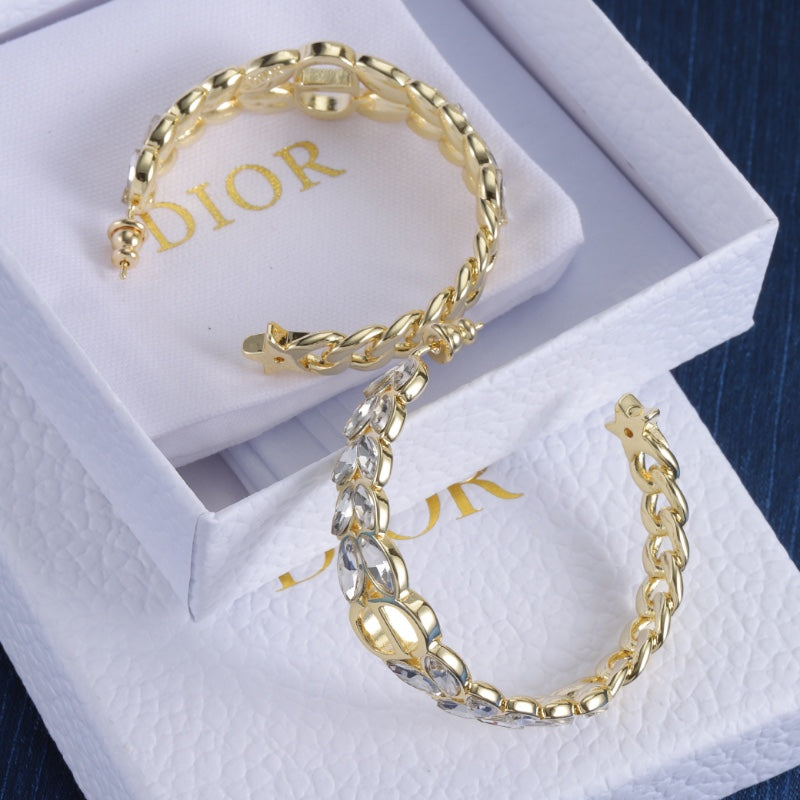 Mixed-Tone Oval Chain Hoop Earrings