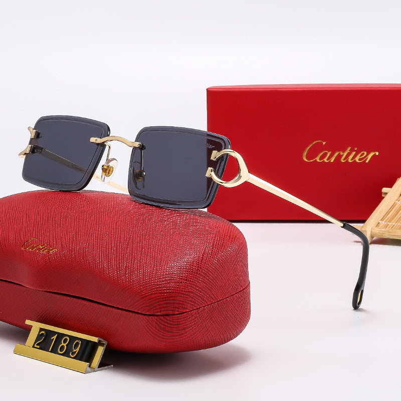 Geometric Square Sunglasses with Loop Temple Detail