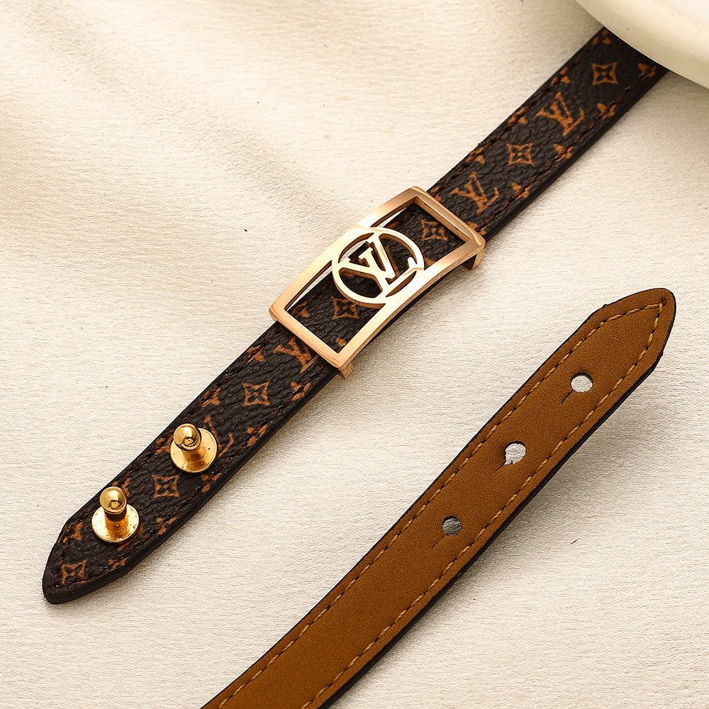 304 Stainless Steel Double-Wrap Monogram Strap Bracelet