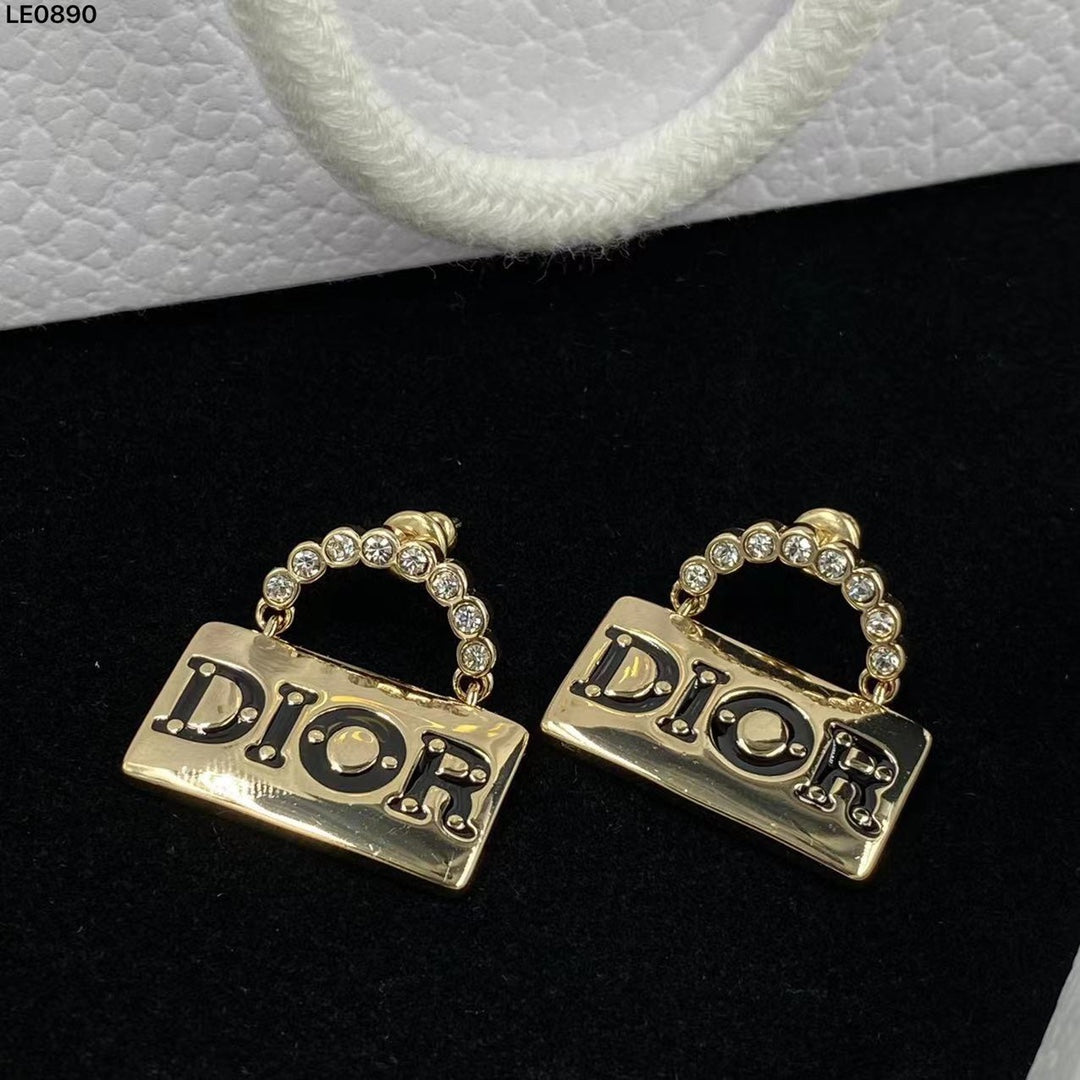 Chain-Top Letter Plaque Stud Earrings