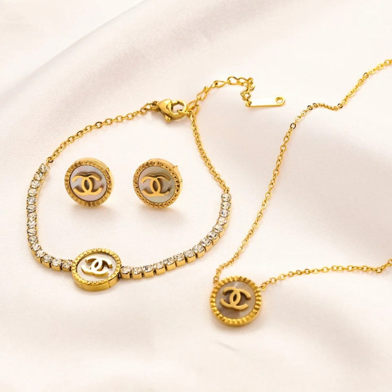 Set di orecchini, bracciale e collana in acciaio inossidabile 304