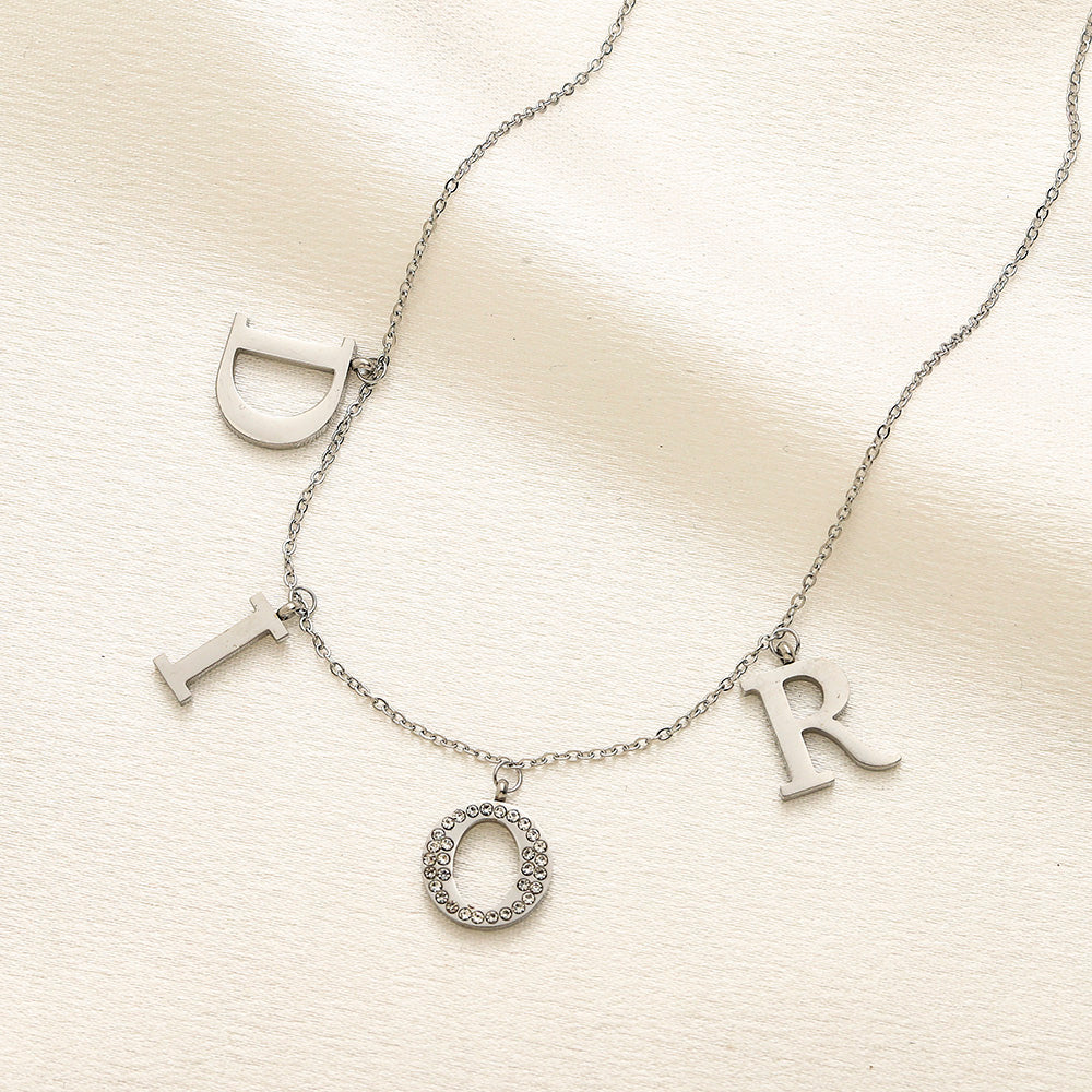 304 Stainless Steel Letter Station Fine Chain Necklace