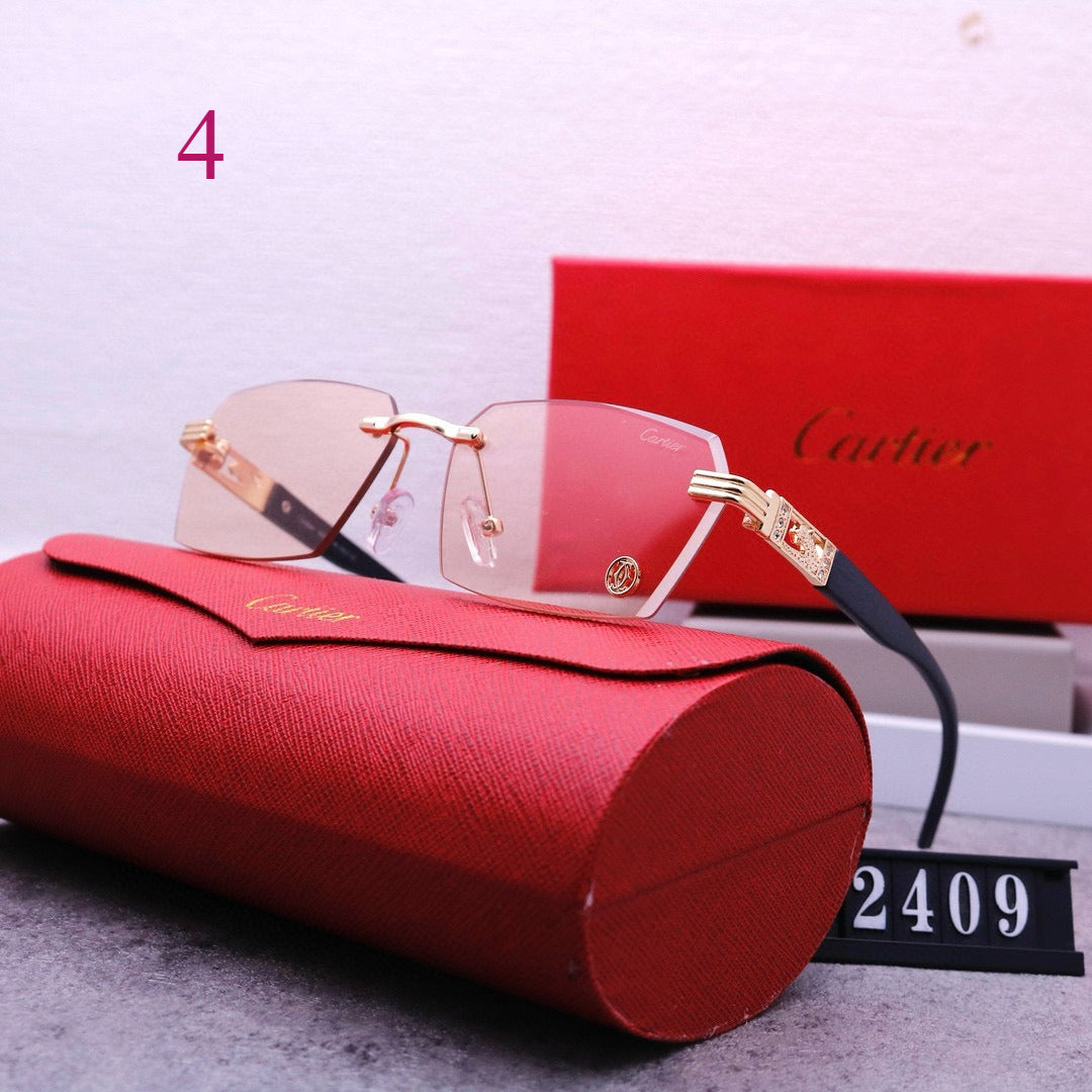 Slim Rimless Sunglasses with Ornate Temple Detail