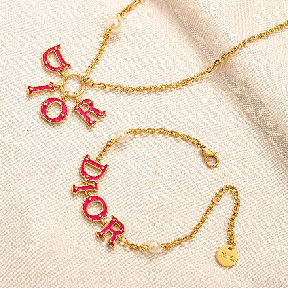Set collana e bracciale con logo stampato in lega 304