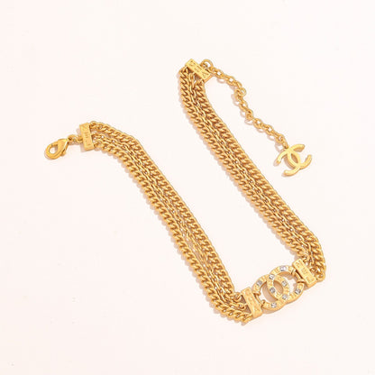 Alloy Wide Mesh Chain Necklace with Pave Clasp