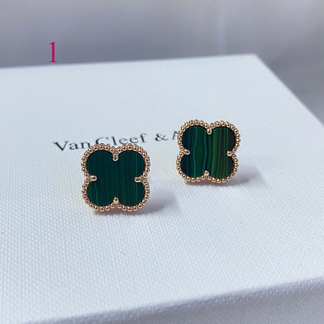 Beaded-Edge Quatrefoil Stud Earrings