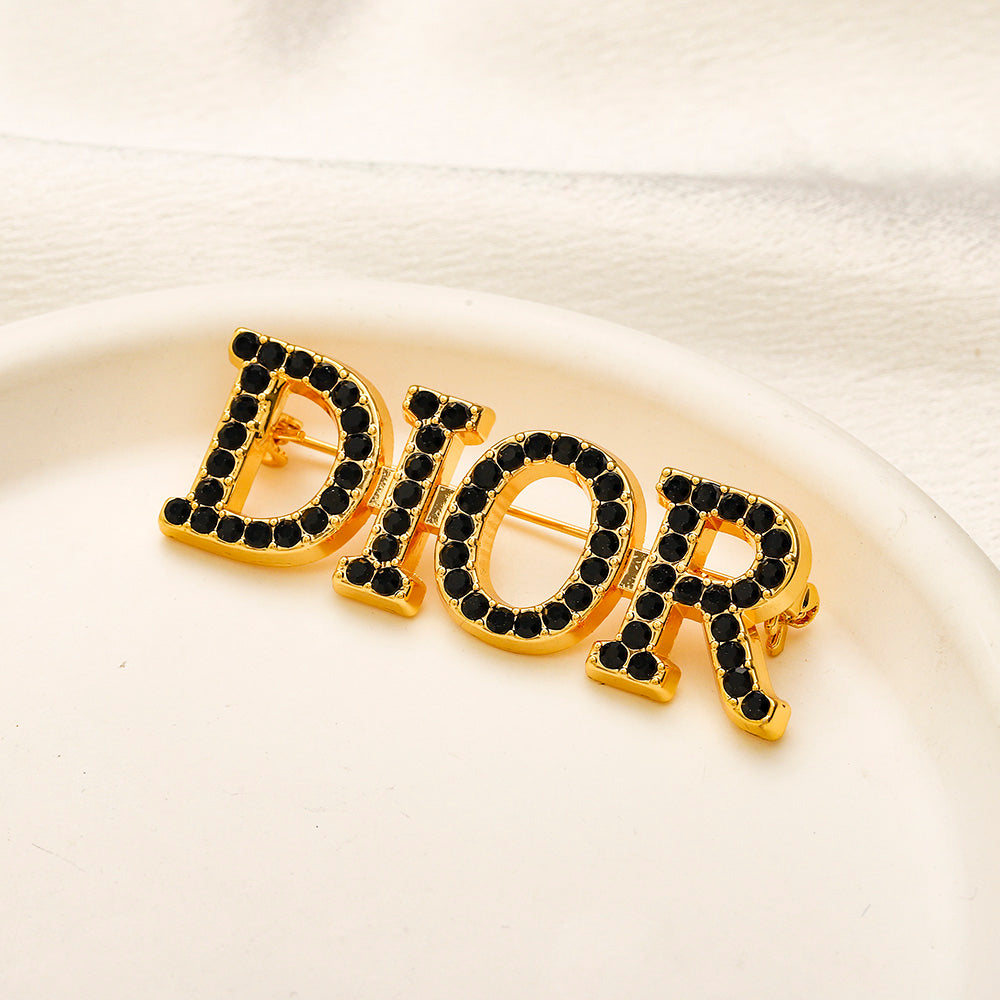 Alloy Stamped Logo Real Gold Plated Brooch,Brooches Collection、D*or Series