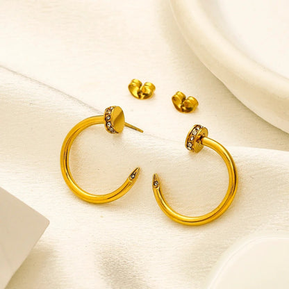 304 Stainless Steel Polished Round Hoop Earrings