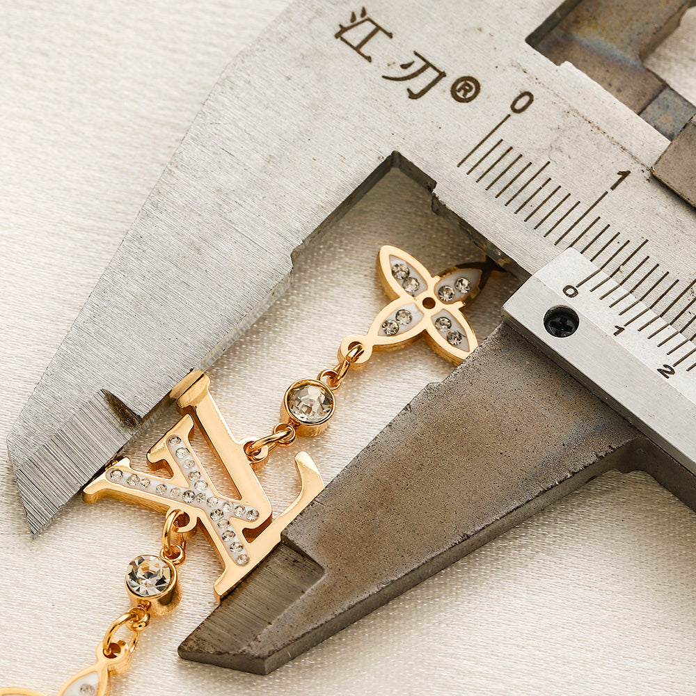 304 Stainless Steel Floral Monogram Bracelet & Necklace - Individual or Set