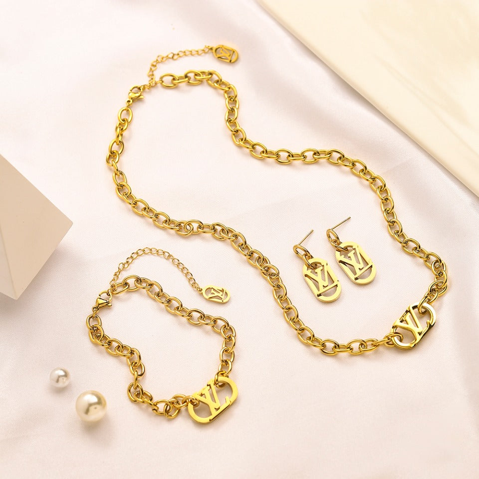 Set di orecchini, bracciale e collana in acciaio inossidabile 304