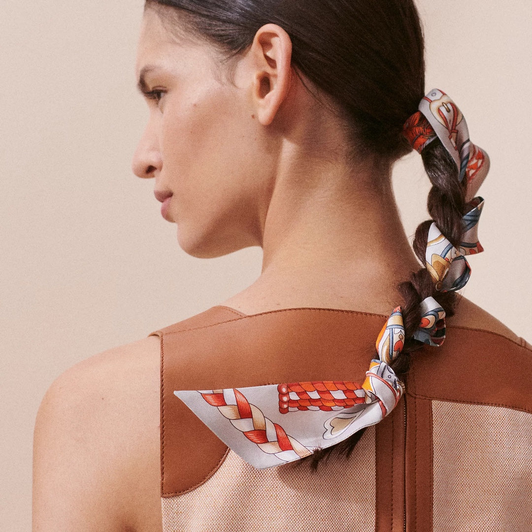 Colorful Belt & Buckle Ribbon Scarf - 5 x 120 cm