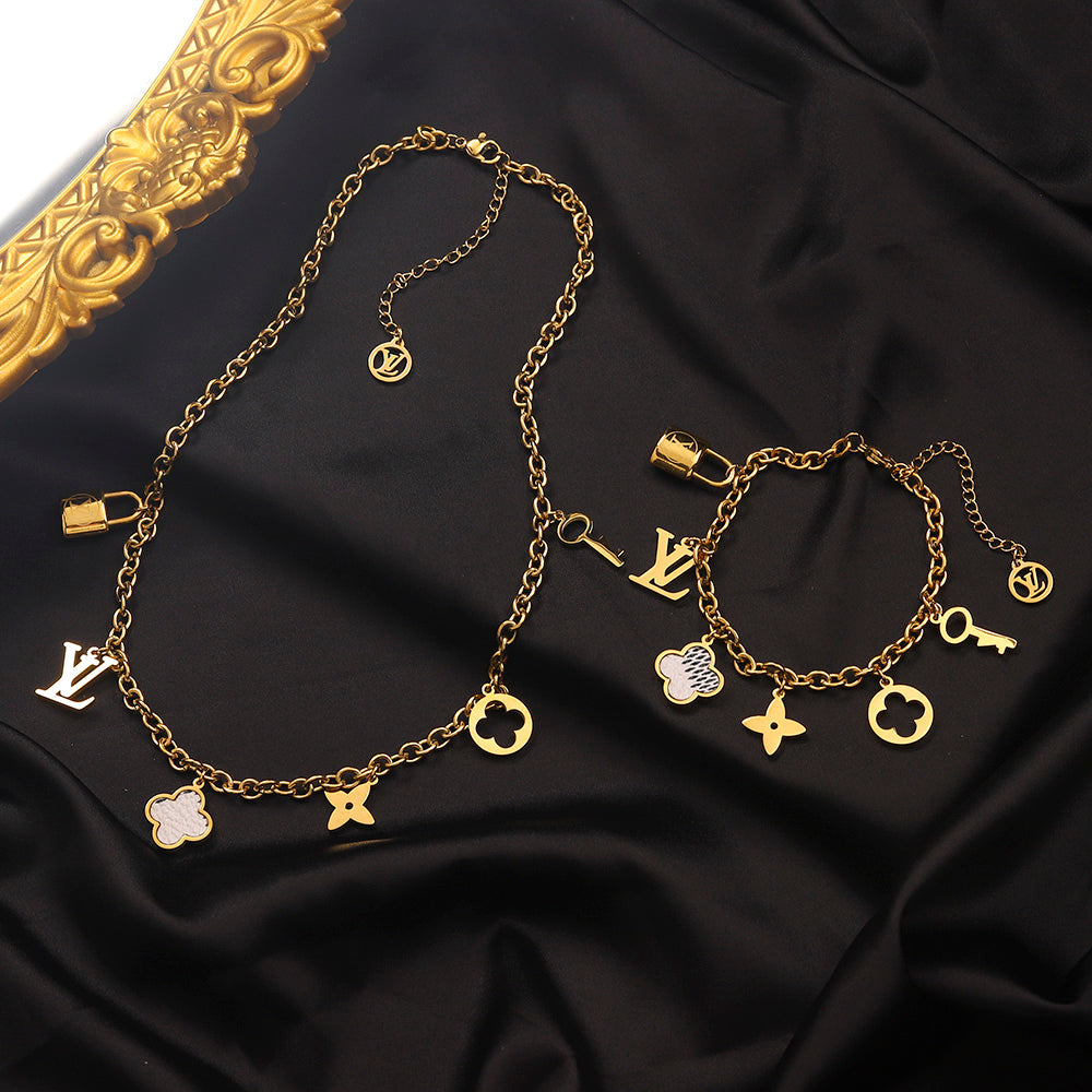 Set Collana Bracciale in Acciaio Inox 304