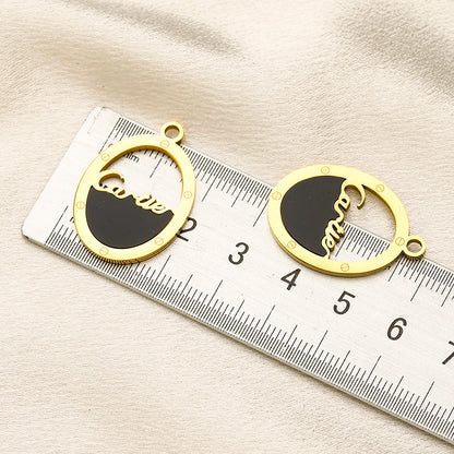 304 Stainless Steel Two-Tone Disc Charm Hoop Earrings