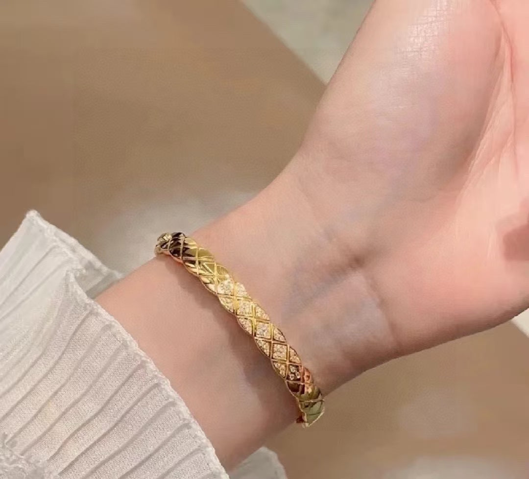 Faceted Geometric Bangle Bracelet