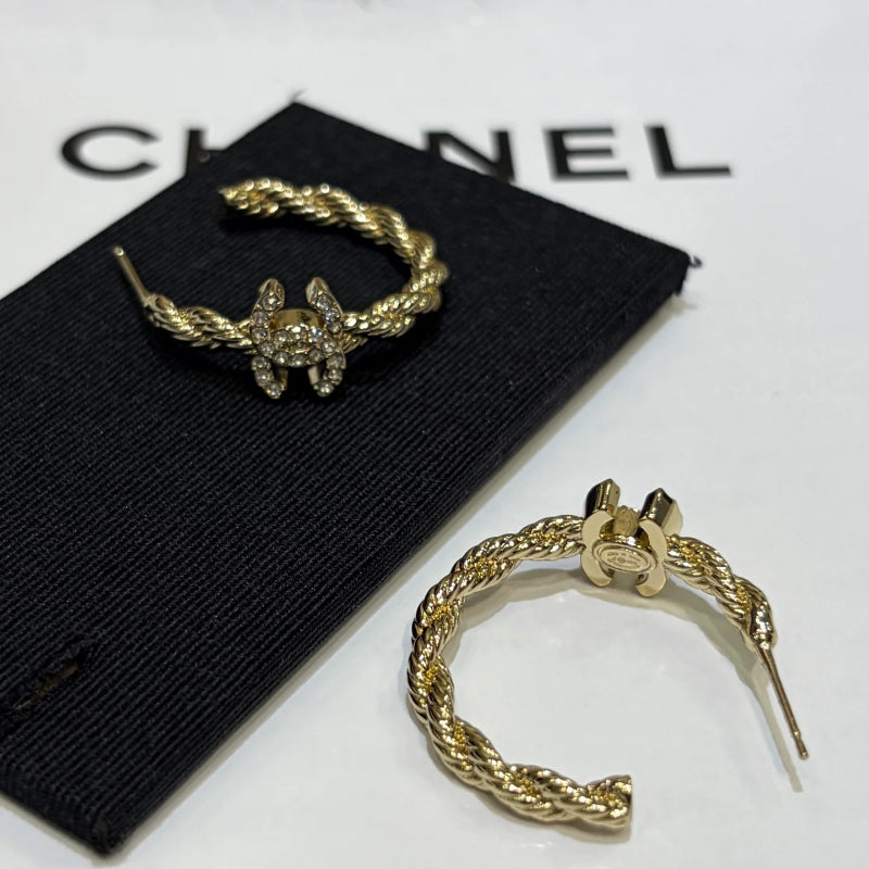 Braided Interlocking-C Hoop Earrings