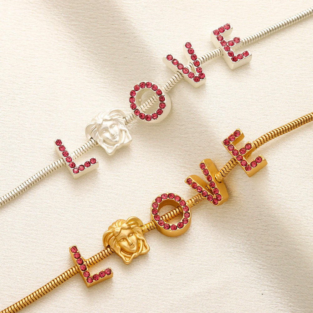 304 Stainless Steel Heart & Letter Charm Bracelet & Necklace - Individual or Set