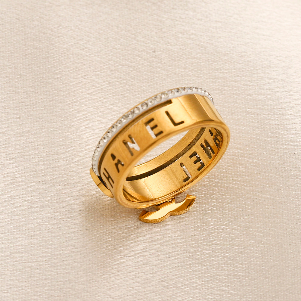 Copper Zirconium Real Gold Plated Ring,Rings Collection、CH*NEL  Series