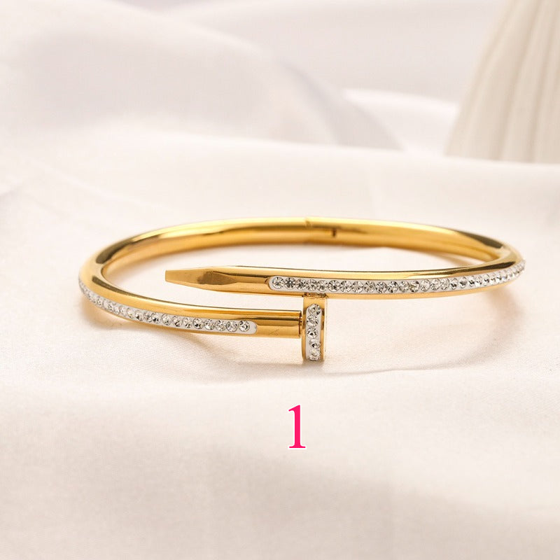 304 Stainless Steel Nail Wrap Bangle Bracelet - Style Options