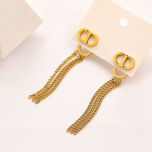 Monogram Chain Tassel Earrings