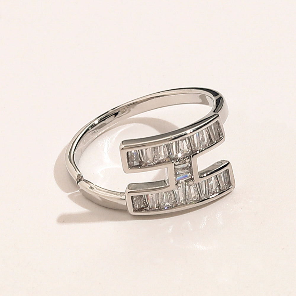 Anello placcato oro vero in rame e zirconio