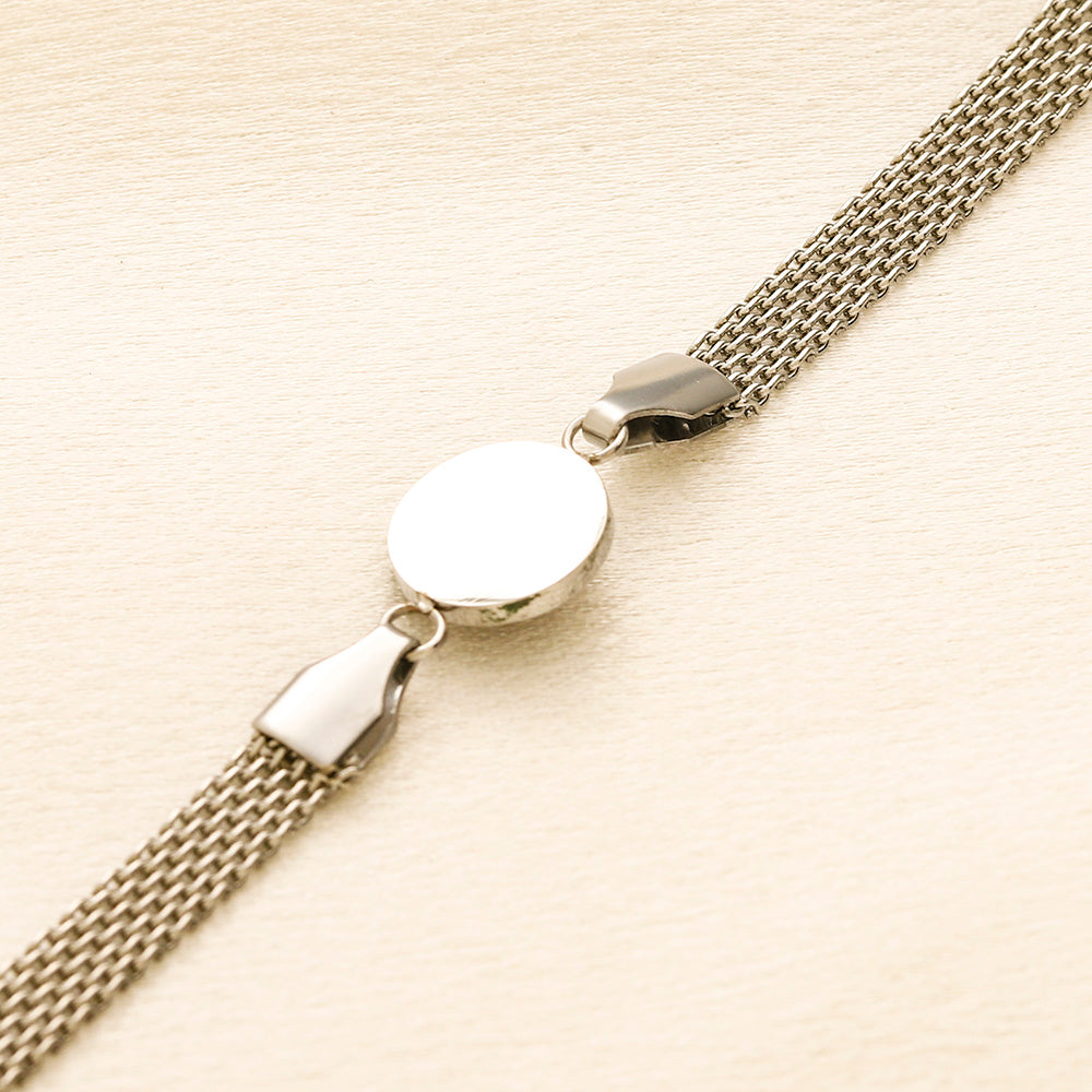 304 Stainless Steel Round Medallion Mesh Chain Bracelet
