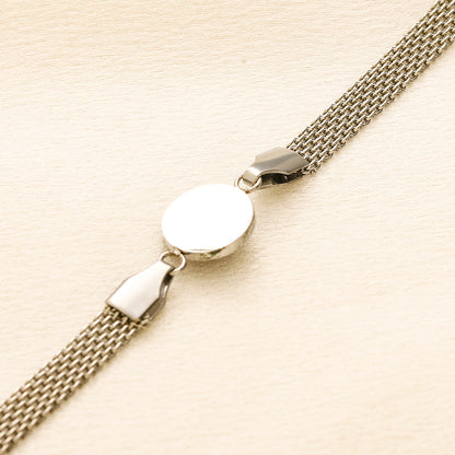 304 Stainless Steel Round Medallion Mesh Chain Bracelet