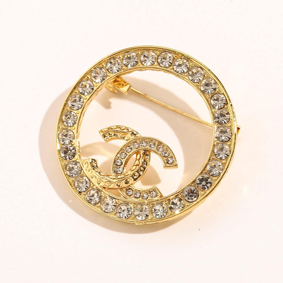 Alloy Stamped Real Gold Plated Brooch,Brooches Collection、CH*NEL Series