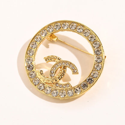 Alloy Stamped Real Gold Plated Brooch,Brooches Collection、CH*NEL Series