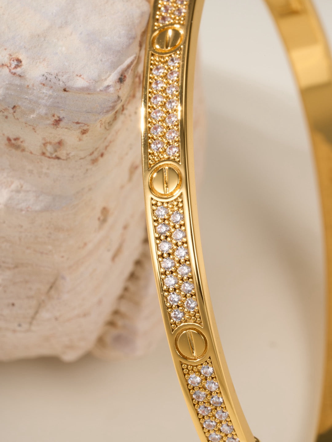 Pave Screw-Detail Bangle Bracelet