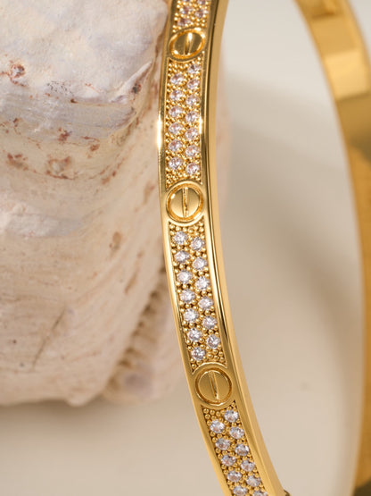 Pave Screw-Detail Bangle Bracelet