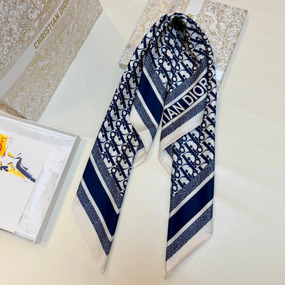 Repeating Monogram Stripe-Edge Square Scarf - 90 x 90 cm