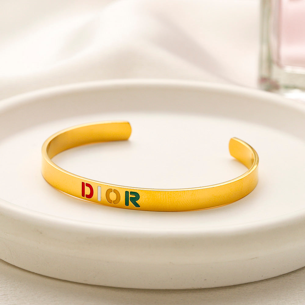 304 Stainless Steel Colorful Lettering Open Cuff Bracelet