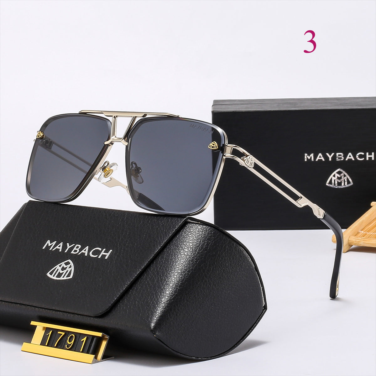 Geometric Aviator Sunglasses with Cutout Metal Temples
