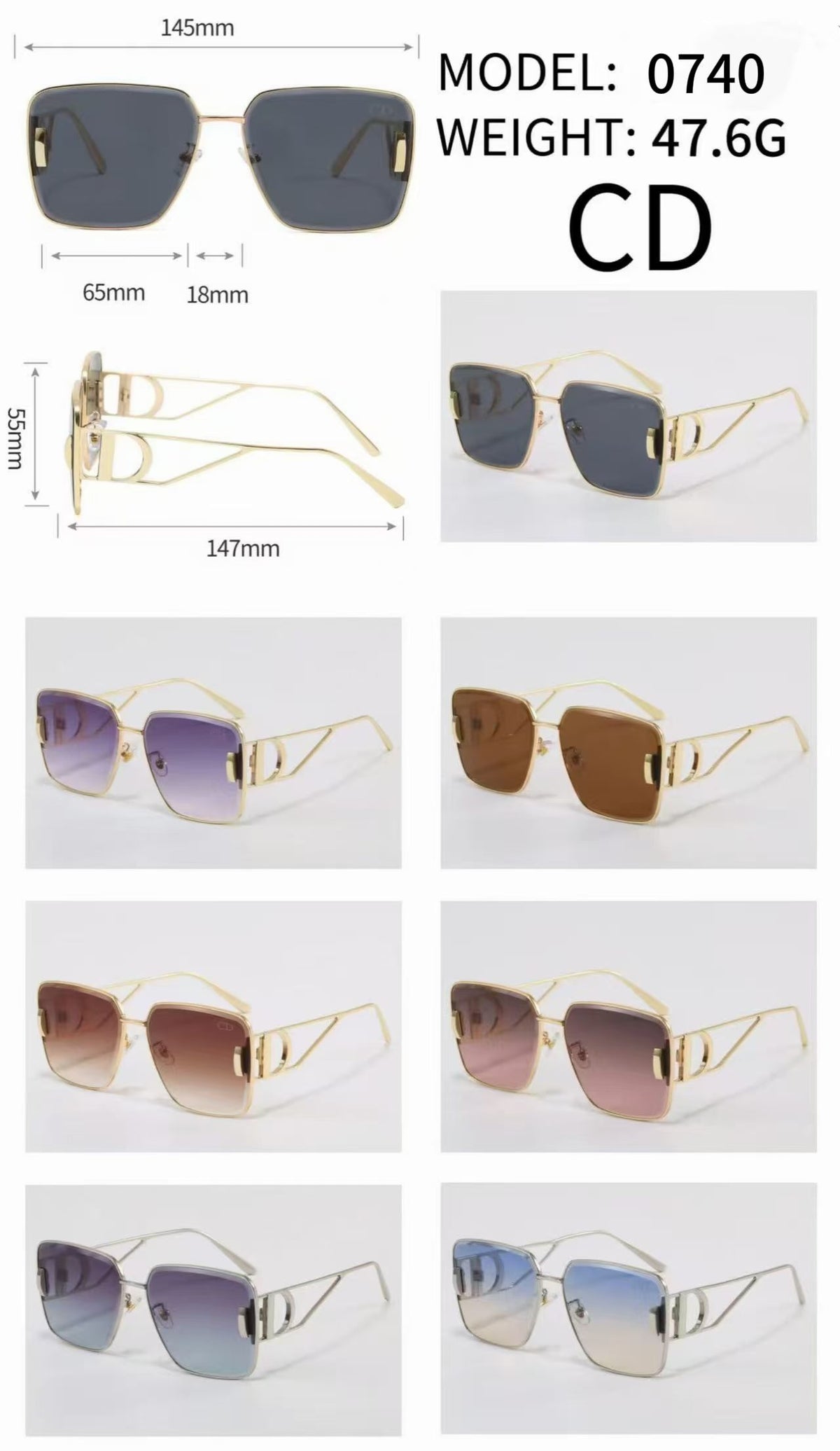 Squared Aviator Sunglasses with Slim Metal Rims