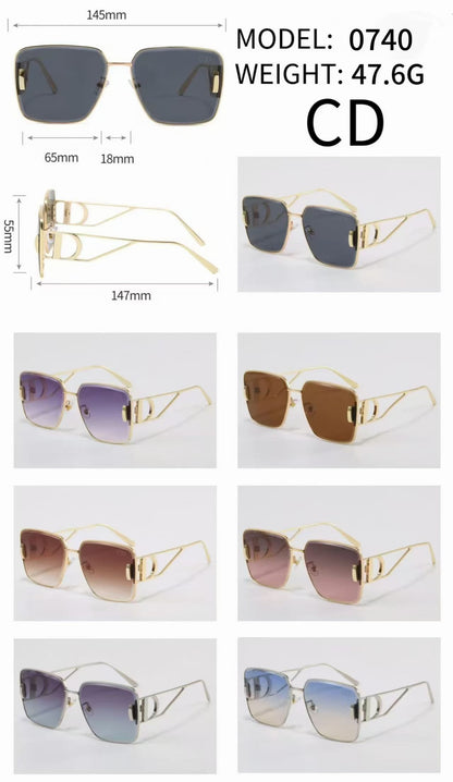 Squared Aviator Sunglasses with Slim Metal Rims