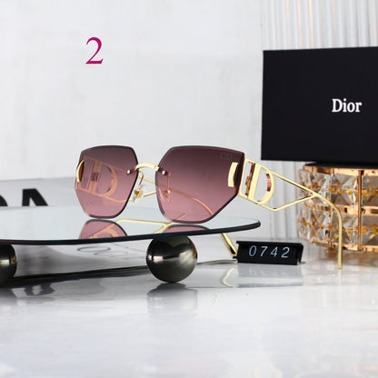 Rectangular Metal Sunglasses with Twin Bridge Bars