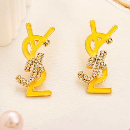 304 Stainless Steel Colorful Letter Stud Earrings