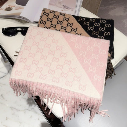 Diagonal Colorblock Monogram Scarf