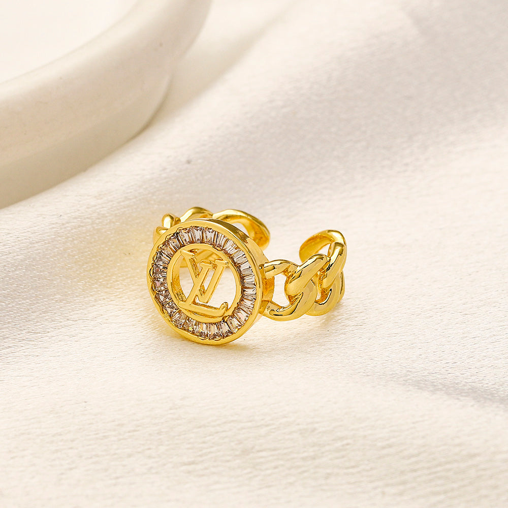 Anello placcato oro vero in rame e zirconio