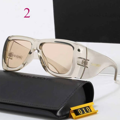 Wide Rectangular Sunglasses with Rounded Corners
