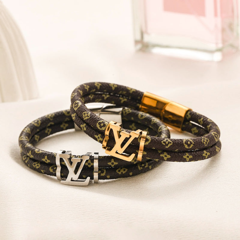 304 Stainless Steel Double-Wrap Monogram Cord Bracelet
