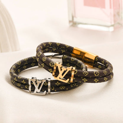 304 Stainless Steel Double-Wrap Monogram Cord Bracelet