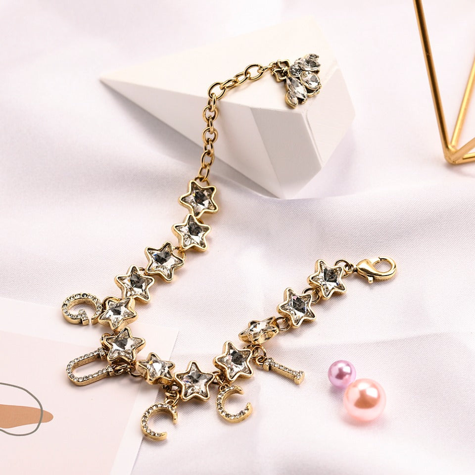 Alloy Star-Link Letter Charm Bracelet