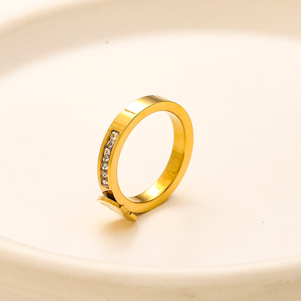 Copper Zirconium Real Gold Plated Ring,Rings Collection、T*ffany  Series