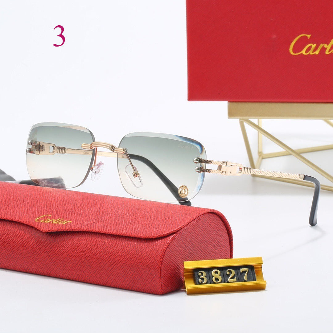 Geometric Rimless Sunglasses with Double Bridge