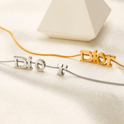 304 Stainless Steel Lettering Snake Chain Necklace