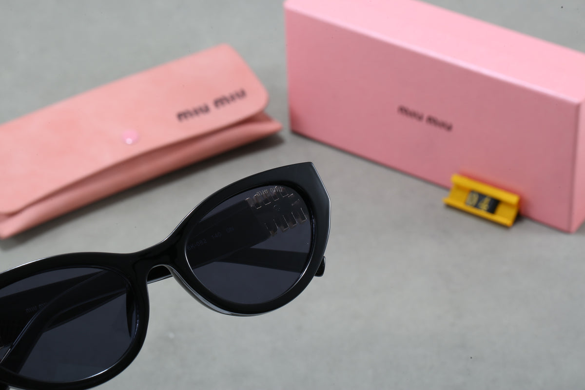Sculpted Cat-Eye Sunglasses with Logo Temples