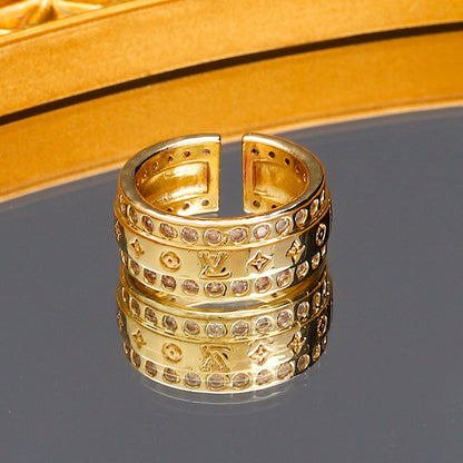 Copper Zirconium Real Gold Plated Ring,Rings Collection、L*V  Series