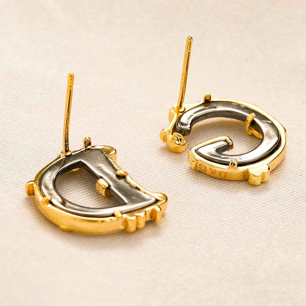 304 Stainless Steel Textured D & G Letter Stud Earrings